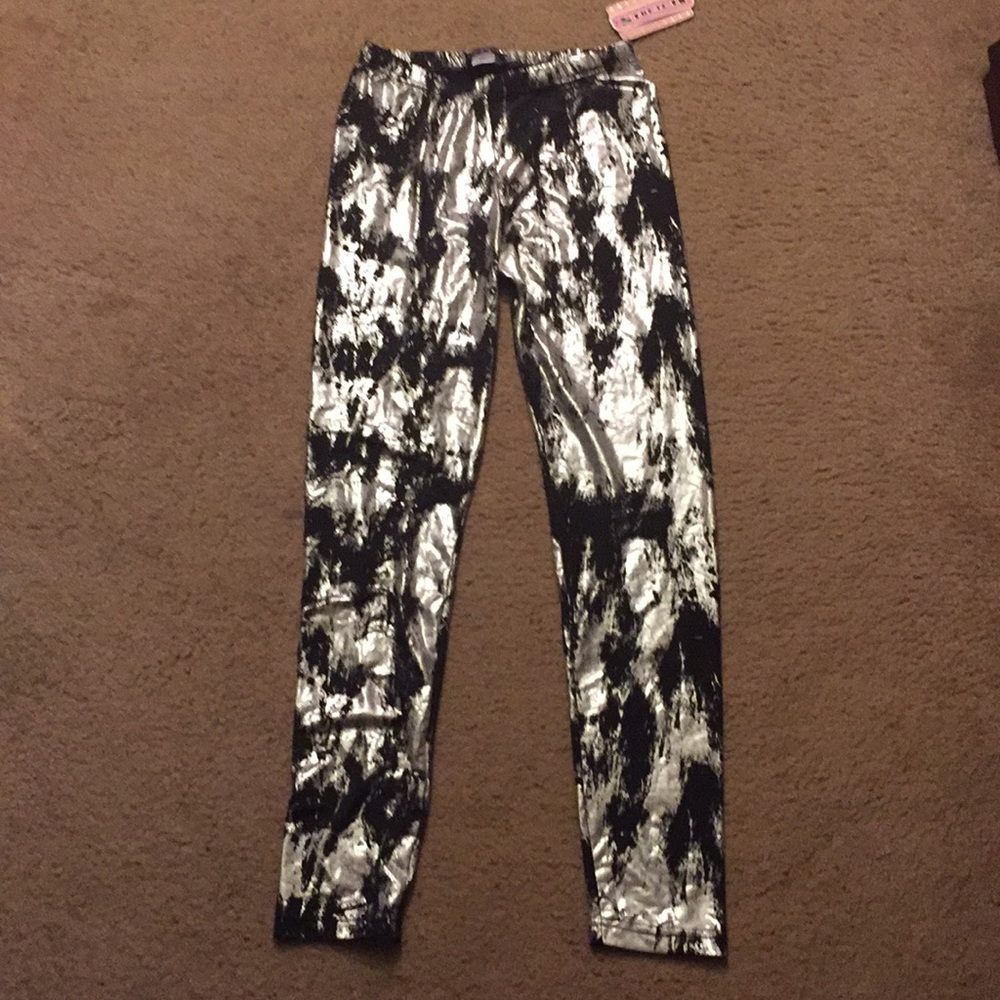 Silver and Black leggings NWT